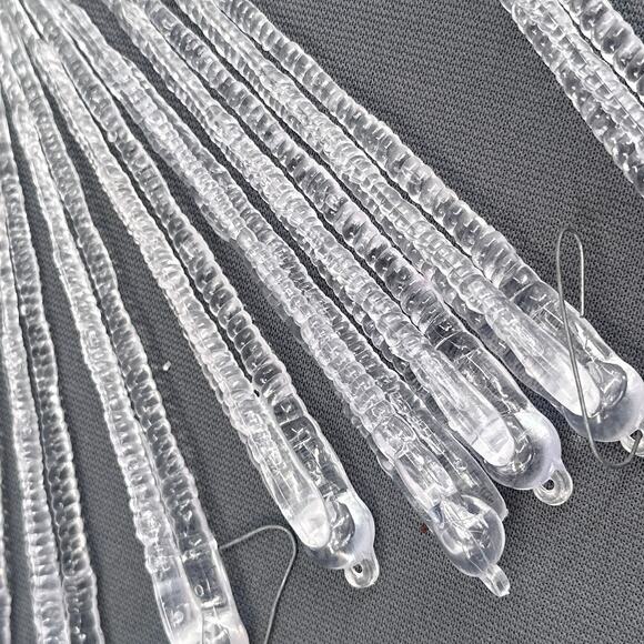 40 VTG Clear Plastic Icicle Ornaments 3 Prong 6” Christmas Winter Holiday Retro - Picture 6 of 16